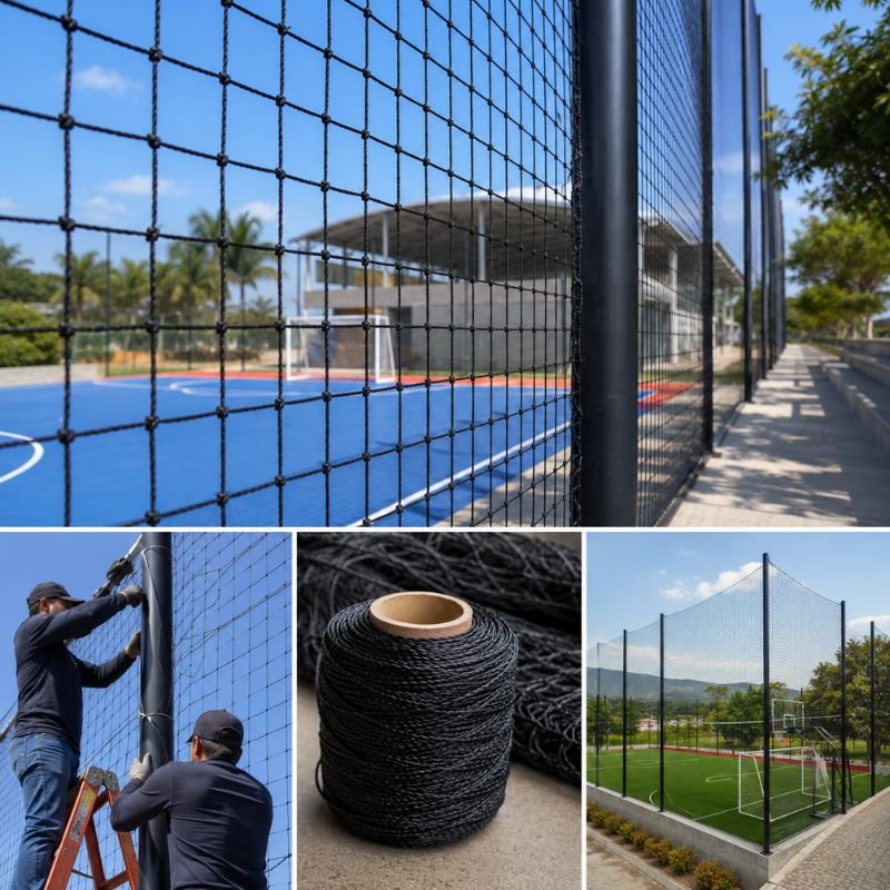 Malla nylon deportiva instalada